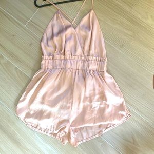 Shiny light tan romper